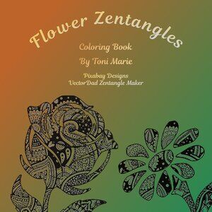 Flower Zentangles Coloring Book (25 Images)